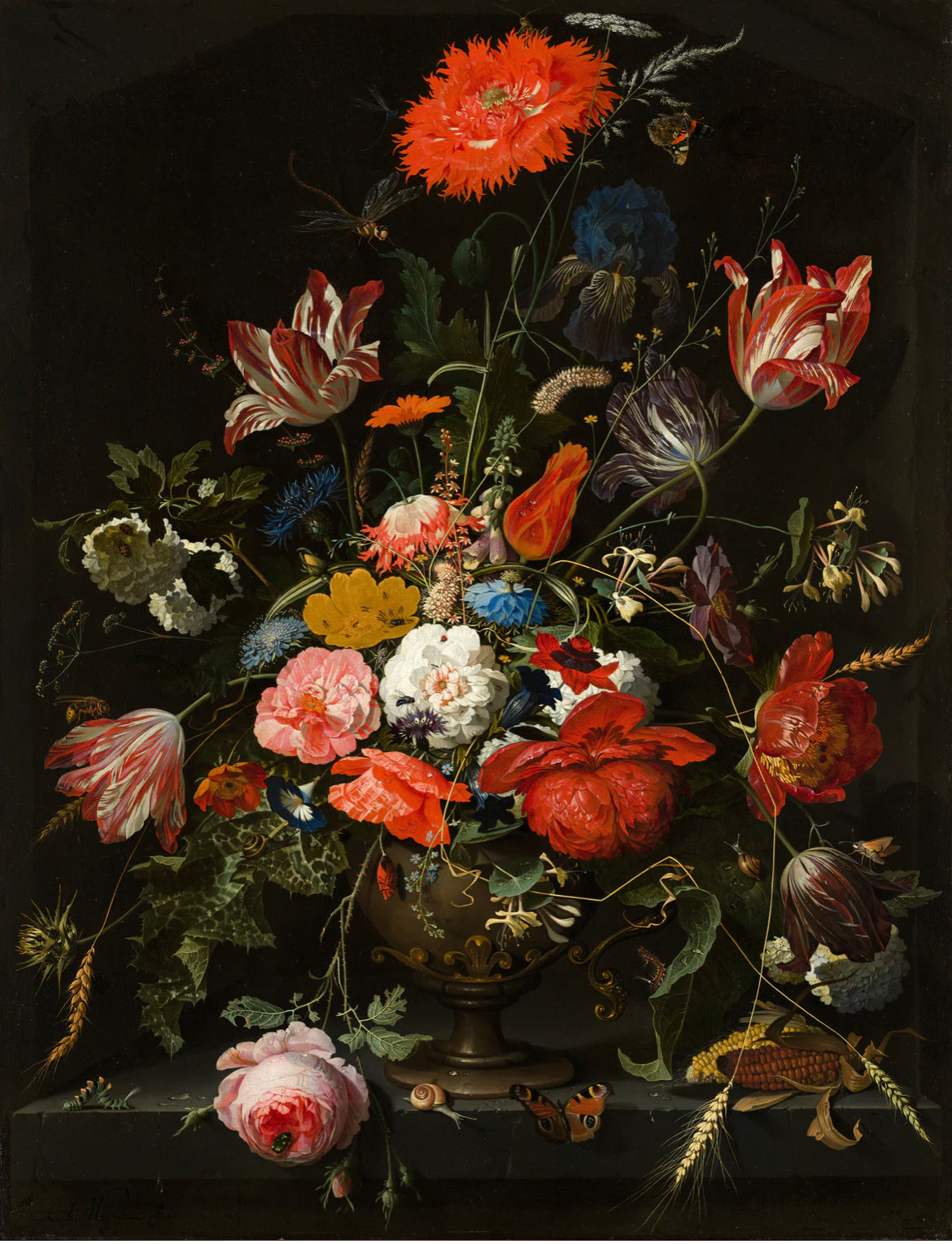 Bright Bouquet with Black Background